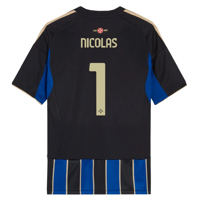 DanxenメンズNicolas#1ブラック ブルーホームシャツ2025/26ジャージーユニフォーム