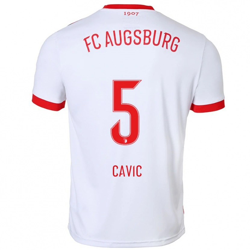 DanxenメンズAndrej Cavic#5ホワイト レッドホームシャツ2025/26ジャージーユニフォーム