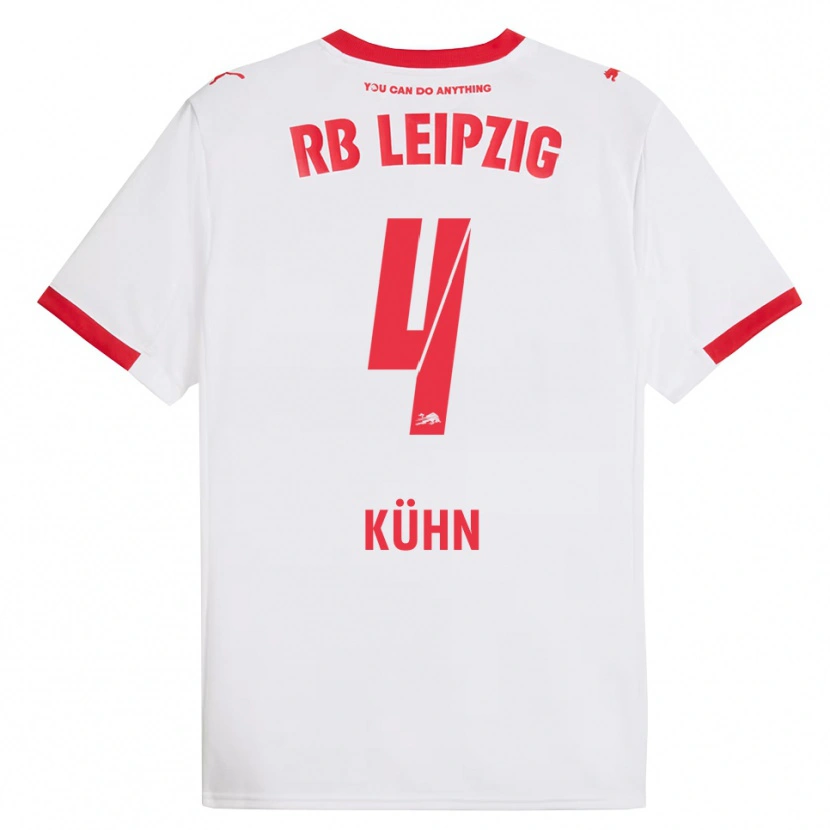 DanxenメンズJanne Kühn#4ホワイト レッドホームシャツ2025/26ジャージーユニフォーム