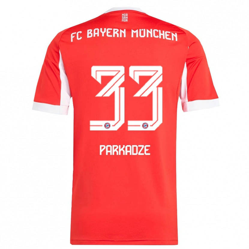 DanxenメンズLuka Parkadze#33レッド ホワイトホームシャツ2025/26ジャージーユニフォーム