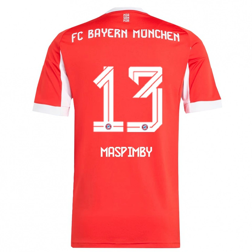 DanxenメンズThibault Maspimby#13レッド ホワイトホームシャツ2025/26ジャージーユニフォーム