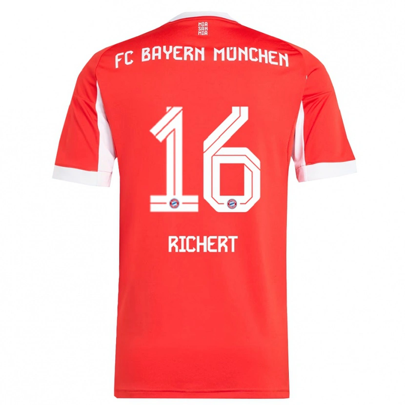DanxenメンズLeonhard Richert#16レッド ホワイトホームシャツ2025/26ジャージーユニフォーム
