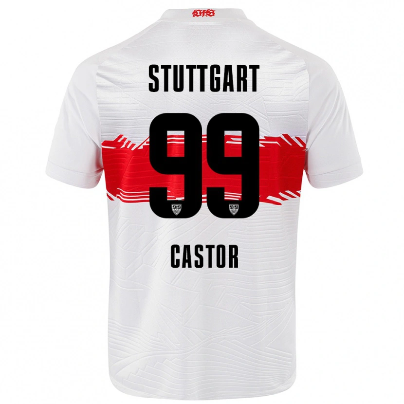 DanxenメンズGillian Castor#99ホワイト レッドホームシャツ2025/26ジャージーユニフォーム