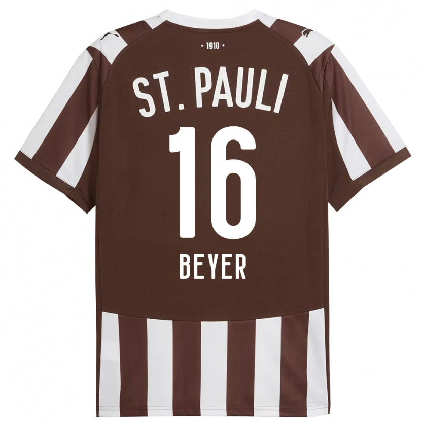 DanxenメンズLasse Beyer#16コーヒー ホワイトホームシャツ2025/26ジャージーユニフォーム