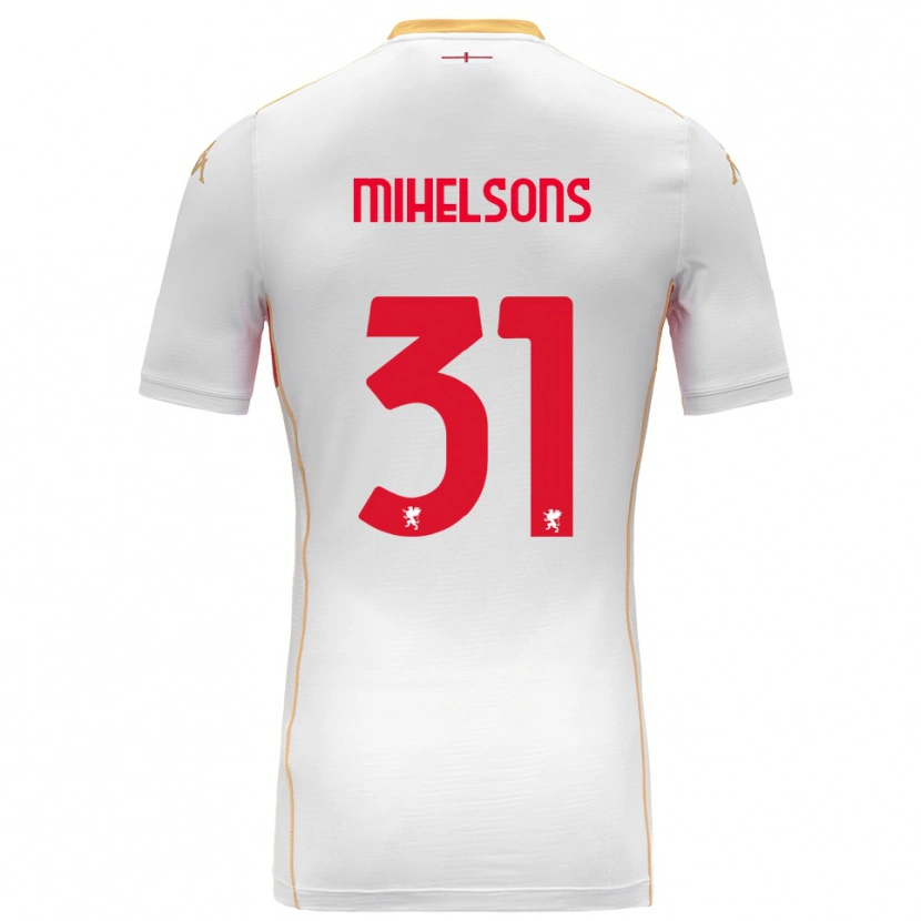 DanxenメンズRendijs Mihelsons#31ホワイト レッドアウェイシャツ2025/26ジャージーユニフォーム