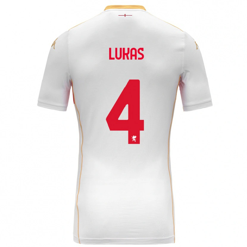 DanxenメンズDeividas Lukas#4ホワイト レッドアウェイシャツ2025/26ジャージーユニフォーム