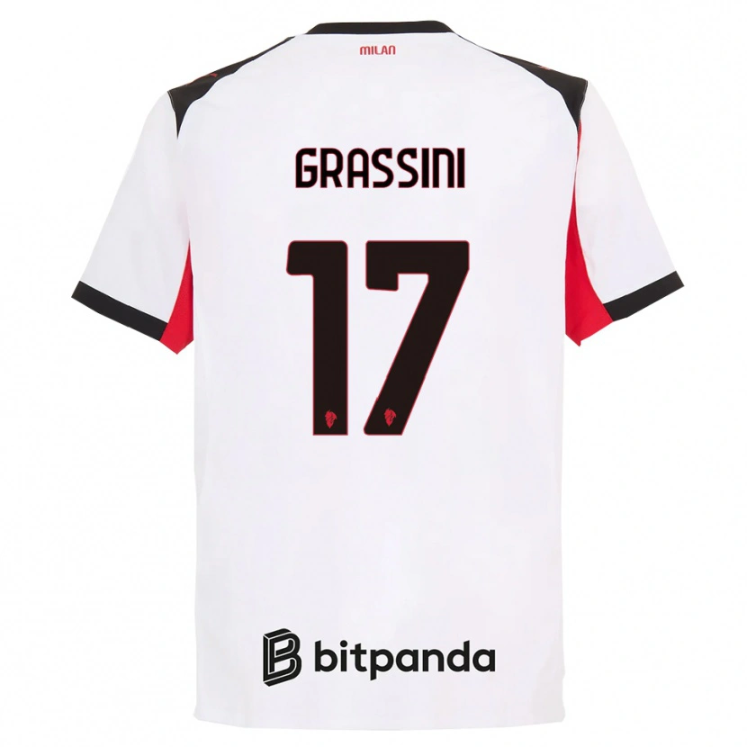 DanxenメンズRiccardo Grassini#17ホワイト ブラックアウェイシャツ2025/26ジャージーユニフォーム