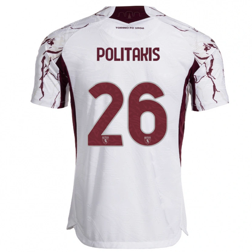 DanxenメンズGrigorios Politakis#26ホワイト バーガンディアウェイシャツ2025/26ジャージーユニフォーム
