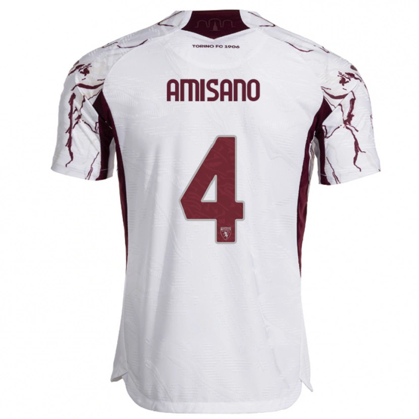 DanxenメンズManuel Amisano#4ホワイト バーガンディアウェイシャツ2025/26ジャージーユニフォーム