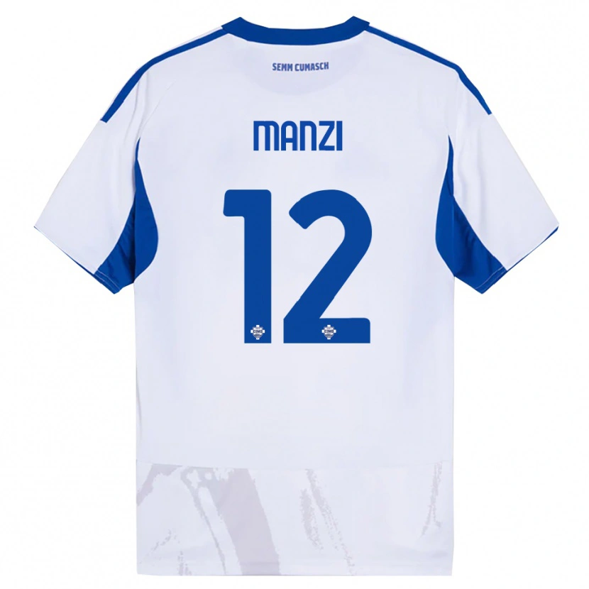 DanxenメンズFederico Manzi#12ホワイト ブルーアウェイシャツ2025/26ジャージーユニフォーム