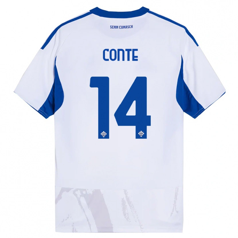 DanxenメンズFederico Conte#14ホワイト ブルーアウェイシャツ2025/26ジャージーユニフォーム