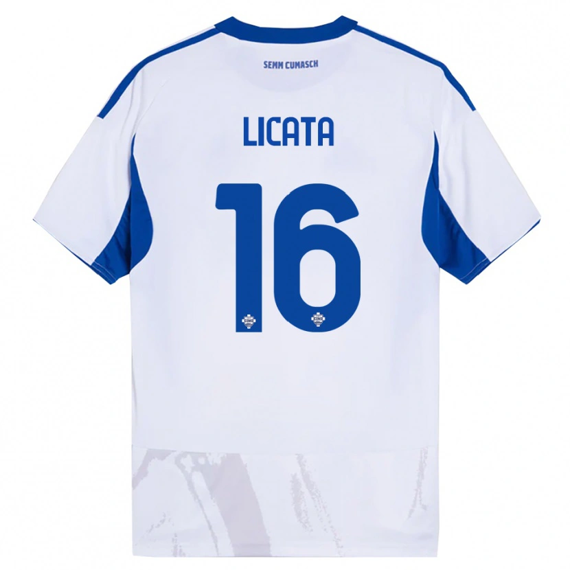 DanxenメンズAlessandro Licata#16ホワイト ブルーアウェイシャツ2025/26ジャージーユニフォーム