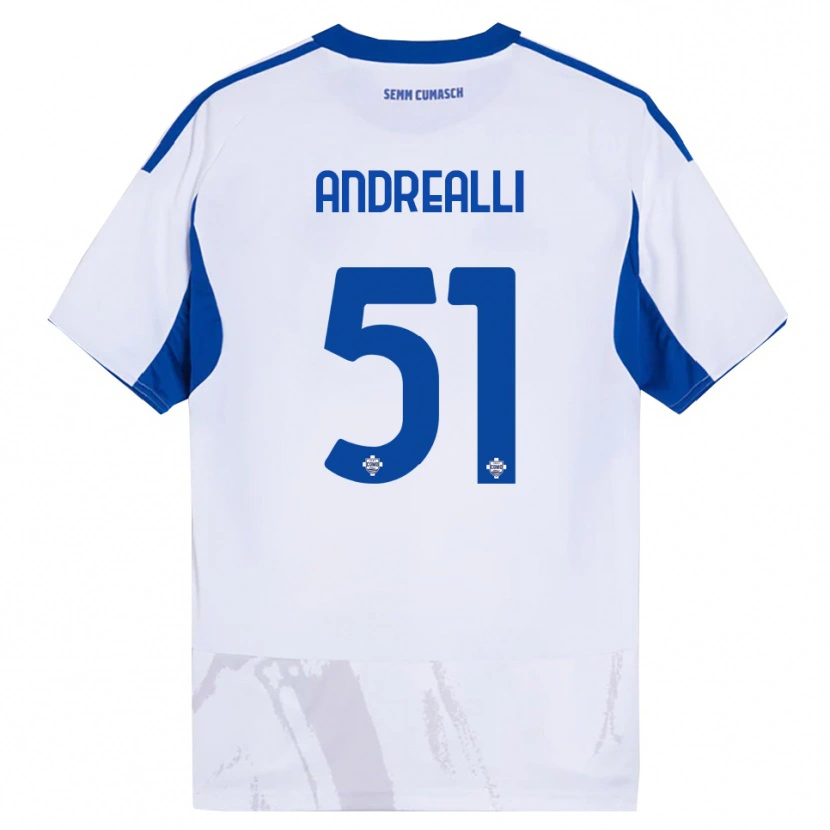 DanxenメンズFrancesco Andrealli#51ホワイト ブルーアウェイシャツ2025/26ジャージーユニフォーム