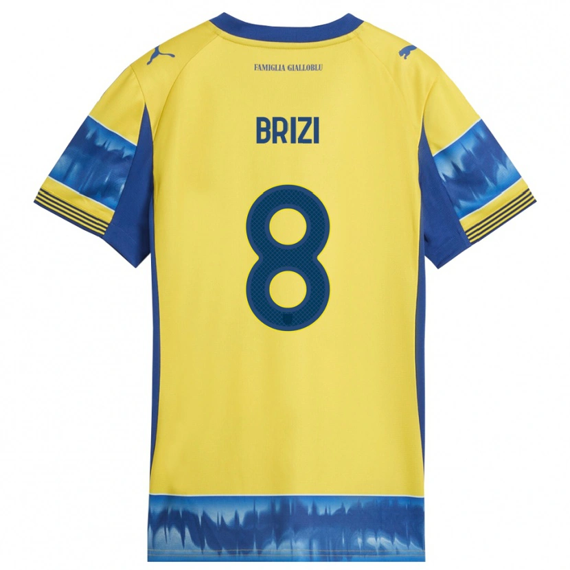 DanxenメンズAndrea Brizi#8イエロー ブルーアウェイシャツ2025/26ジャージーユニフォーム