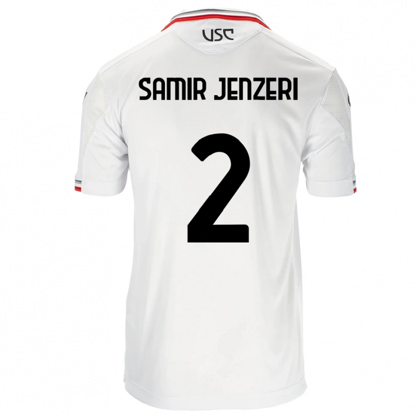 DanxenメンズGabriele Samir Jenzeri#2ホワイト レッドアウェイシャツ2025/26ジャージーユニフォーム