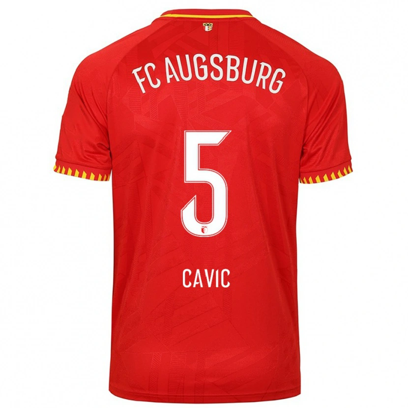 DanxenメンズAndrej Cavic#5レッド イエローアウェイシャツ2025/26ジャージーユニフォーム