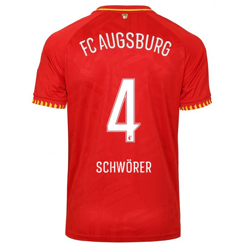 DanxenメンズJulia Schwörer#4レッド イエローアウェイシャツ2025/26ジャージーユニフォーム