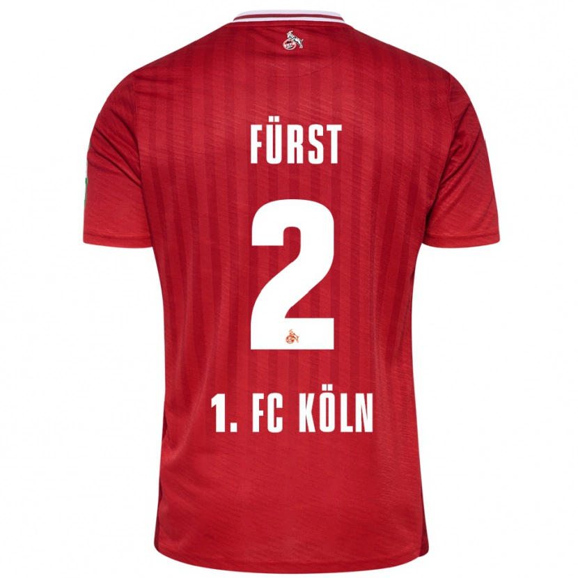 DanxenメンズDavid Fürst#2レッド ホワイトアウェイシャツ2025/26ジャージーユニフォーム