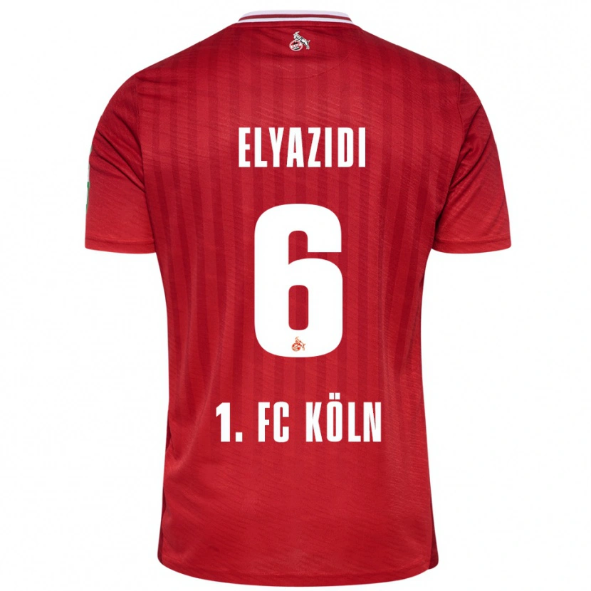 DanxenメンズIlias Elyazidi#6レッド ホワイトアウェイシャツ2025/26ジャージーユニフォーム