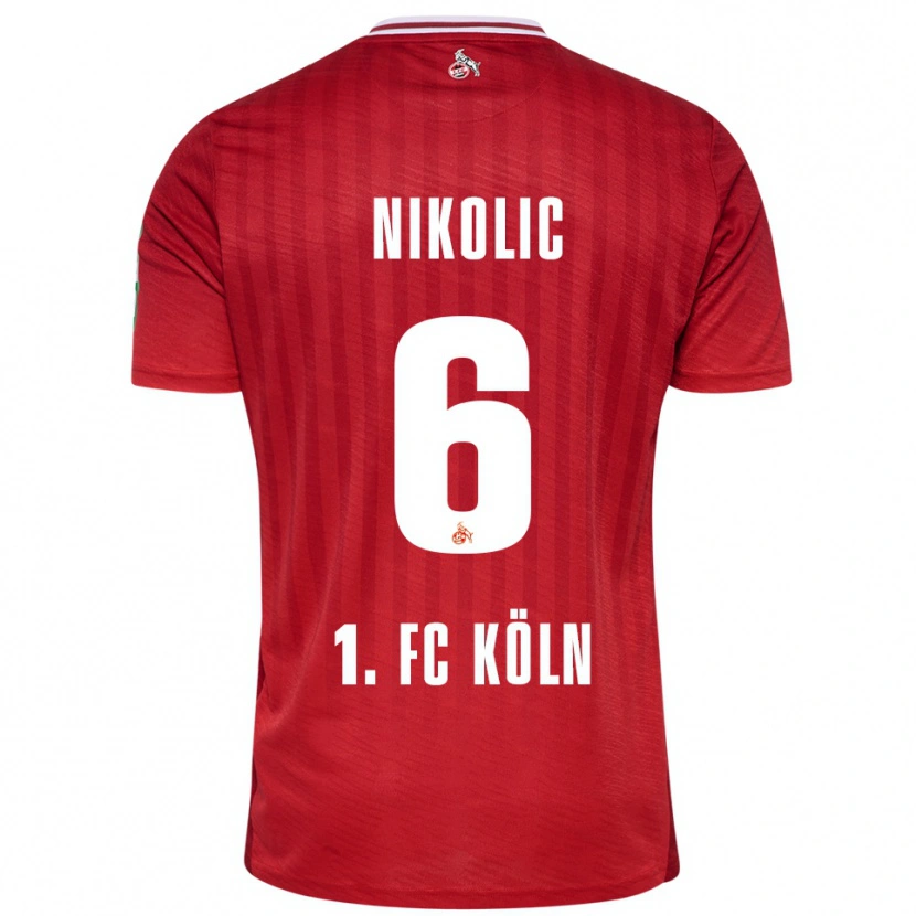 DanxenメンズMilan Nikolic#6レッド ホワイトアウェイシャツ2025/26ジャージーユニフォーム