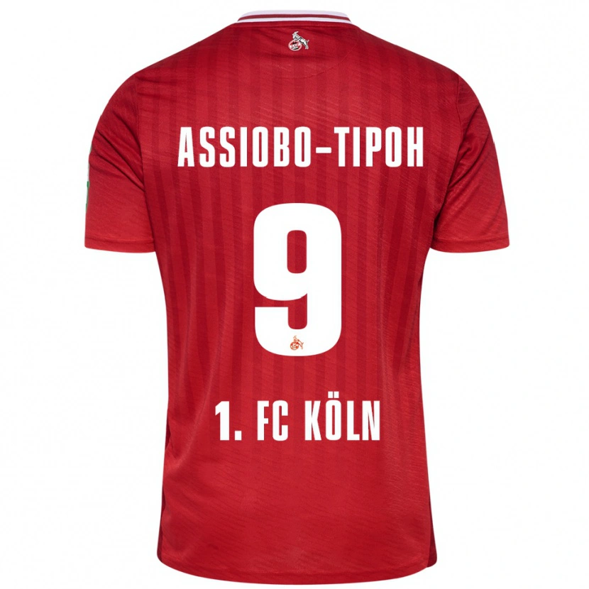 DanxenメンズElfried Assiobo-Tipoh#9レッド ホワイトアウェイシャツ2025/26ジャージーユニフォーム