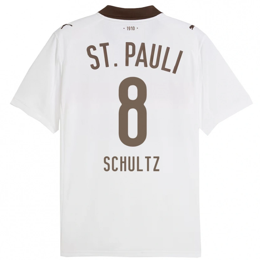 DanxenメンズPaul Schultz#8ホワイト レッドアウェイシャツ2025/26ジャージーユニフォーム