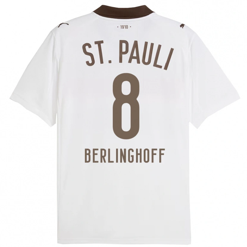 DanxenメンズMarlene Berlinghoff#8ホワイト レッドアウェイシャツ2025/26ジャージーユニフォーム
