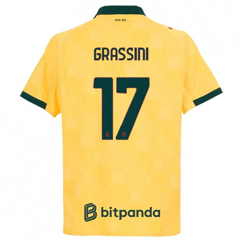DanxenメンズRiccardo Grassini#17イエロー ブラックサードユニフォームシャツ2025/26ジャージーユニフォーム