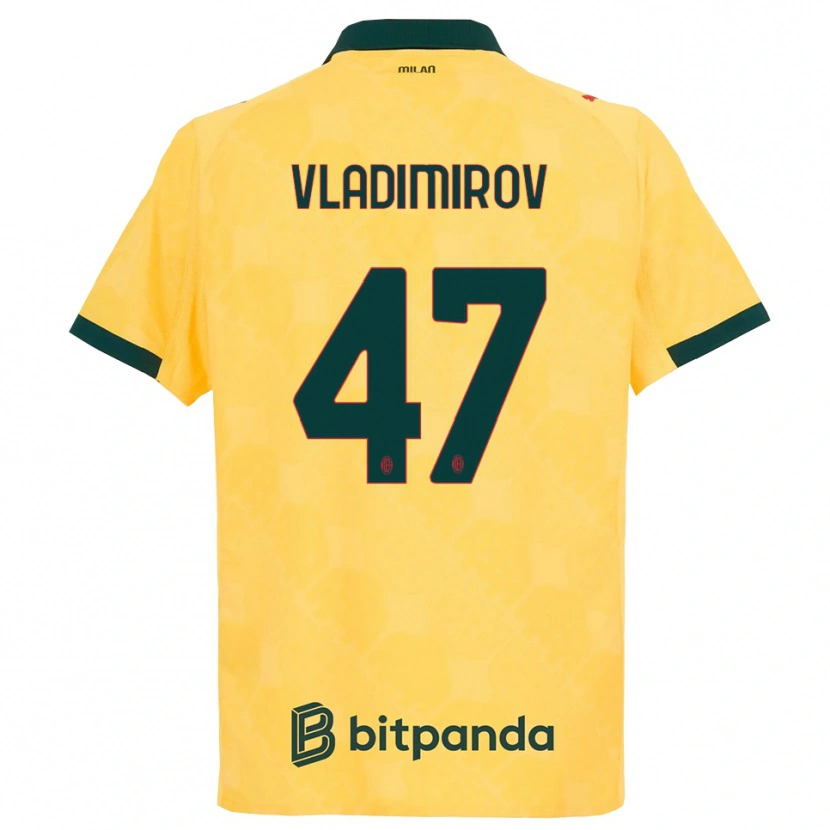 DanxenメンズValeri Vladimirov#47イエロー ブラックサードユニフォームシャツ2025/26ジャージーユニフォーム