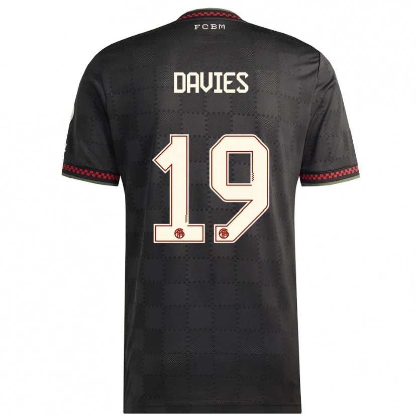 Danxenメンズアルフォンソ・デイヴィス#19ブラック ホワイトサードユニフォームシャツ2025/26ジャージーユニフォーム