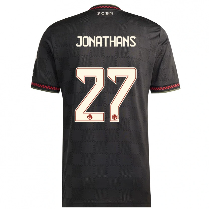 Danxenメンズデイビット・ジョナサンズ#27ブラック ホワイトサードユニフォームシャツ2025/26ジャージーユニフォーム