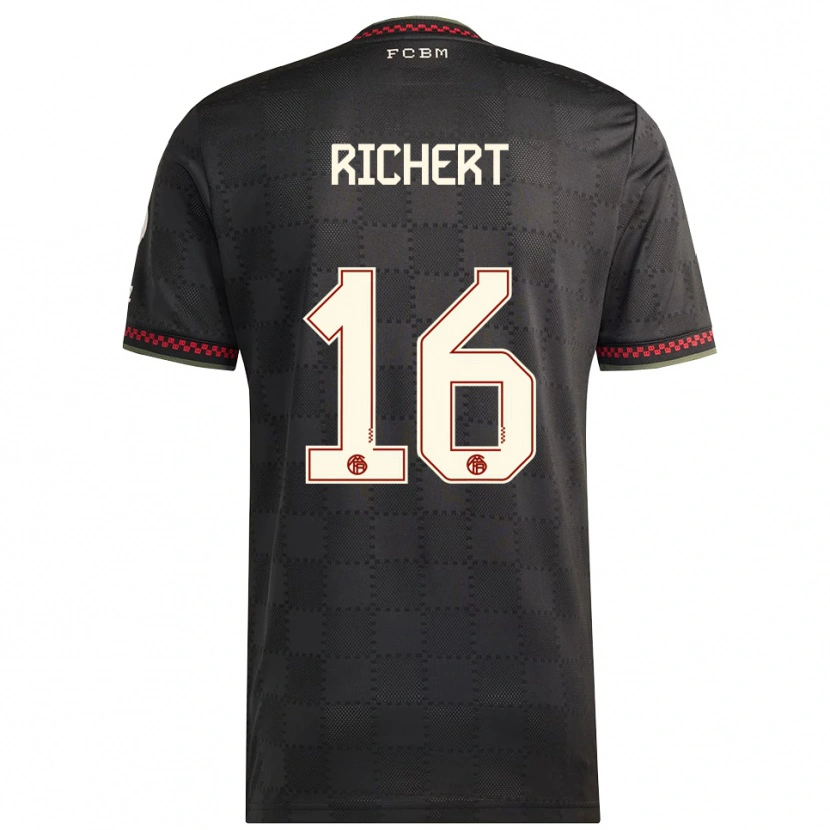 DanxenメンズLeonhard Richert#16ブラック ホワイトサードユニフォームシャツ2025/26ジャージーユニフォーム