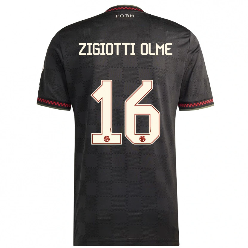 Danxenメンズジュリア・ジジョッティ・オルメ#16ブラック ホワイトサードユニフォームシャツ2025/26ジャージーユニフォーム