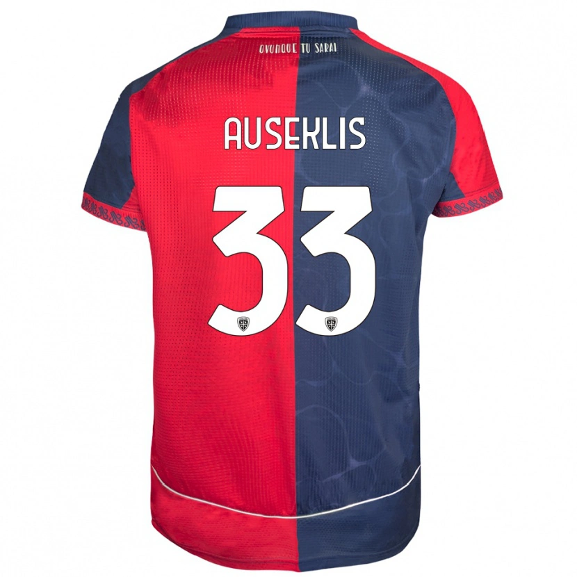 DanxenレディースHenrijs Auseklis#33レッド ネイビーホームシャツ2025/26ジャージーユニフォーム