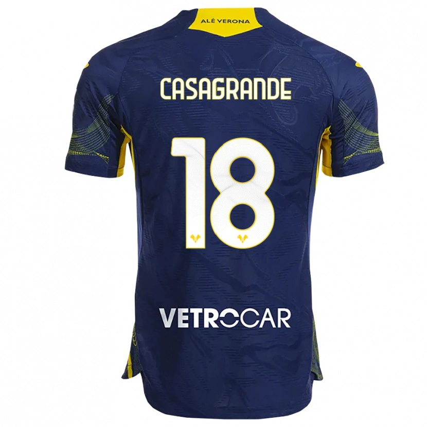 DanxenレディースDavide Casagrande#18ネイビー イエローホームシャツ2025/26ジャージーユニフォーム