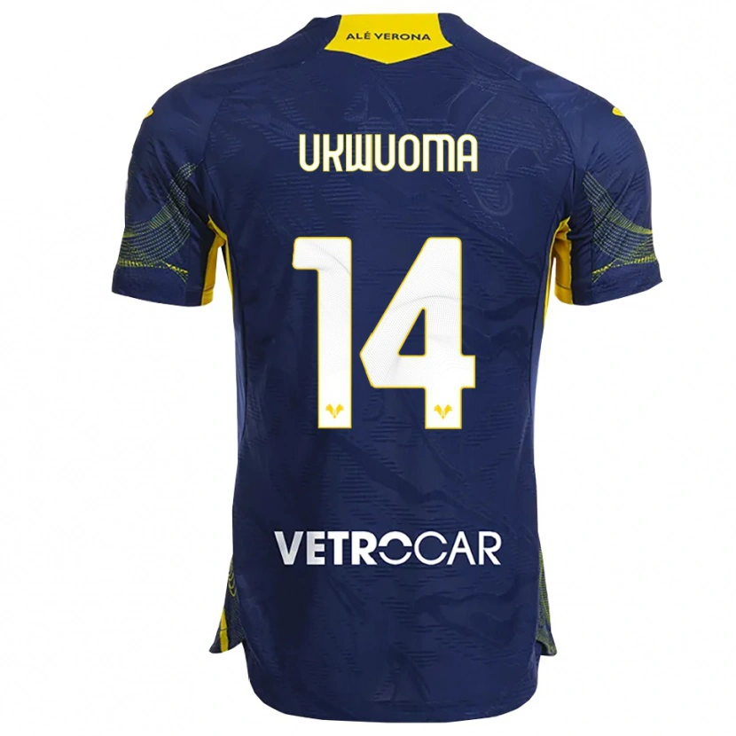 DanxenレディースBright Ukwuoma#14ネイビー イエローホームシャツ2025/26ジャージーユニフォーム