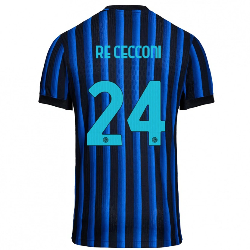DanxenレディースGabriele Re Cecconi#24ブラック ブルーホームシャツ2025/26ジャージーユニフォーム