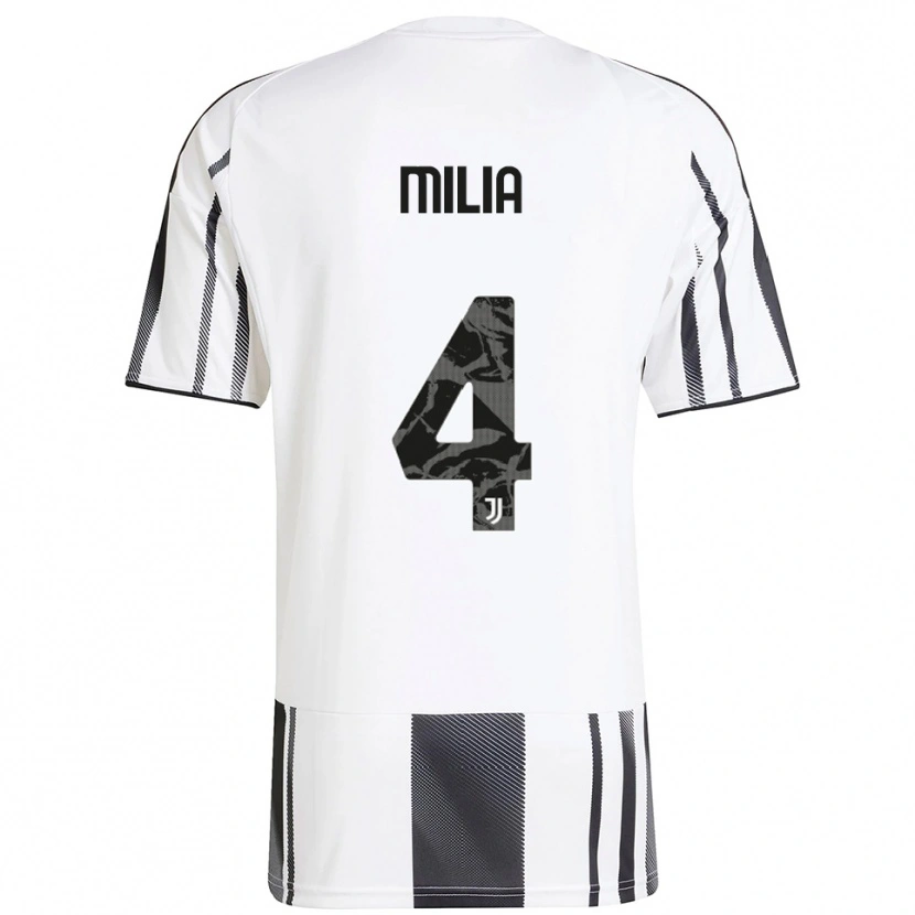 DanxenレディースNicolò Milia#4ホワイト ブラックホームシャツ2025/26ジャージーユニフォーム