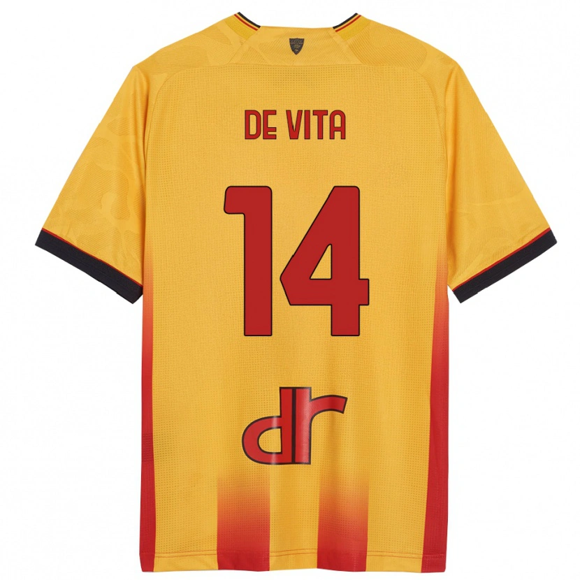 DanxenレディースMattia De Vita#14イエロー オレンジホームシャツ2025/26ジャージーユニフォーム