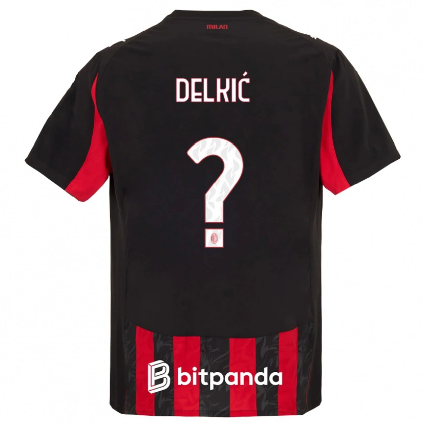 DanxenレディースDino Delkić#0レッド ブラックホームシャツ2025/26ジャージーユニフォーム