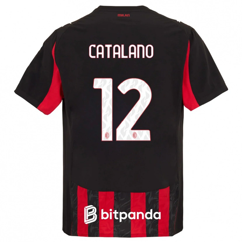 DanxenレディースAlessio Catalano#12レッド ブラックホームシャツ2025/26ジャージーユニフォーム