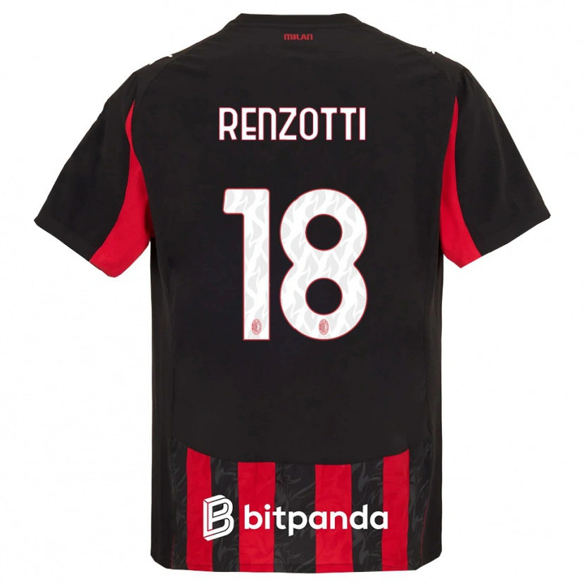 DanxenレディースMonica Renzotti#18レッド ブラックホームシャツ2025/26ジャージーユニフォーム