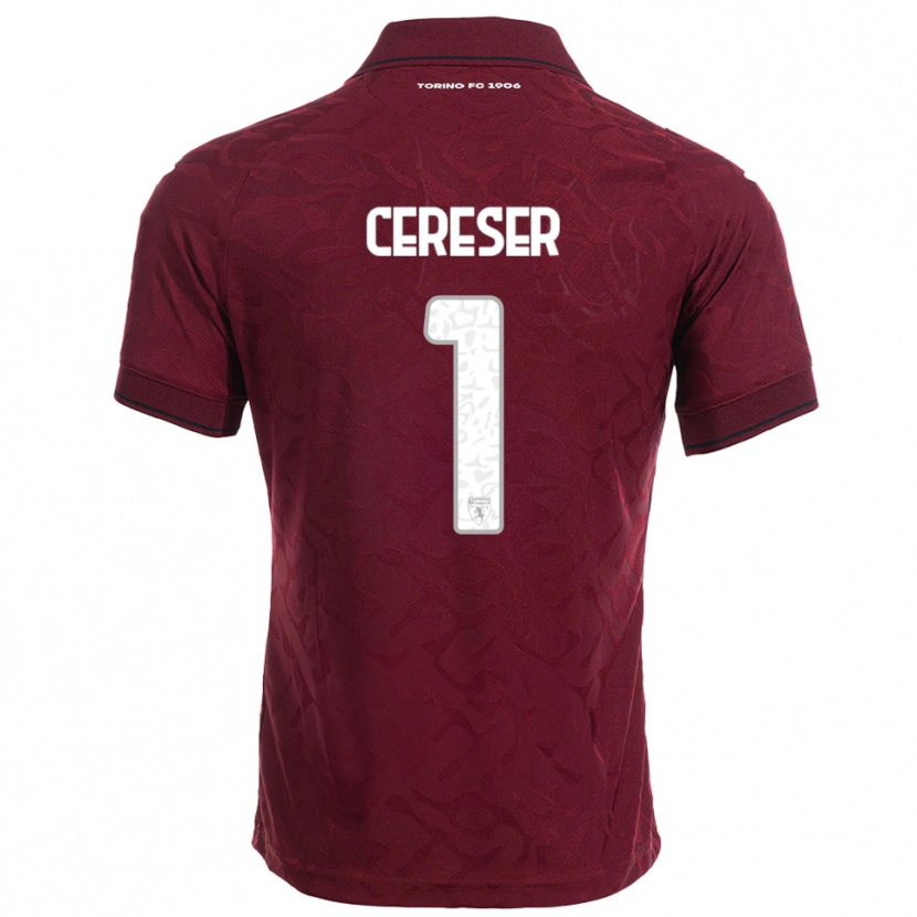 DanxenレディースFrancesco Cereser#1バーガンディ ホワイトホームシャツ2025/26ジャージーユニフォーム