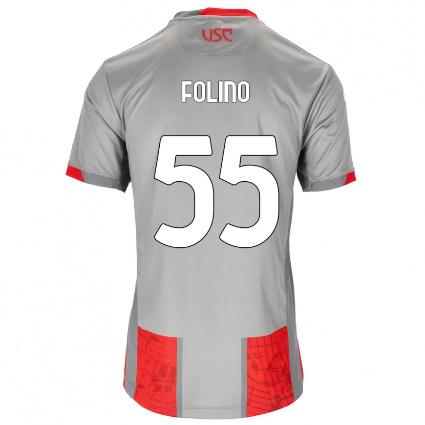 DanxenレディースFrancesco Folino#55レッド グレーホームシャツ2025/26ジャージーユニフォーム