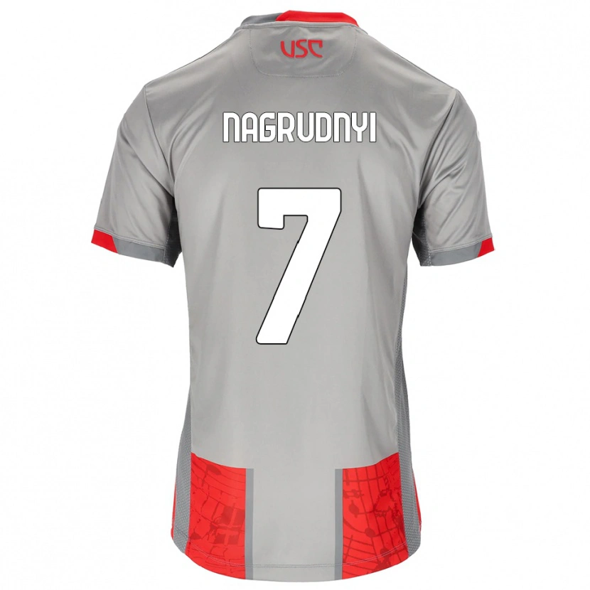 DanxenレディースVladyslav Nagrudnyi#7レッド グレーホームシャツ2025/26ジャージーユニフォーム