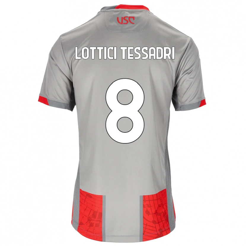 DanxenレディースSimone Lottici Tessadri#8レッド グレーホームシャツ2025/26ジャージーユニフォーム
