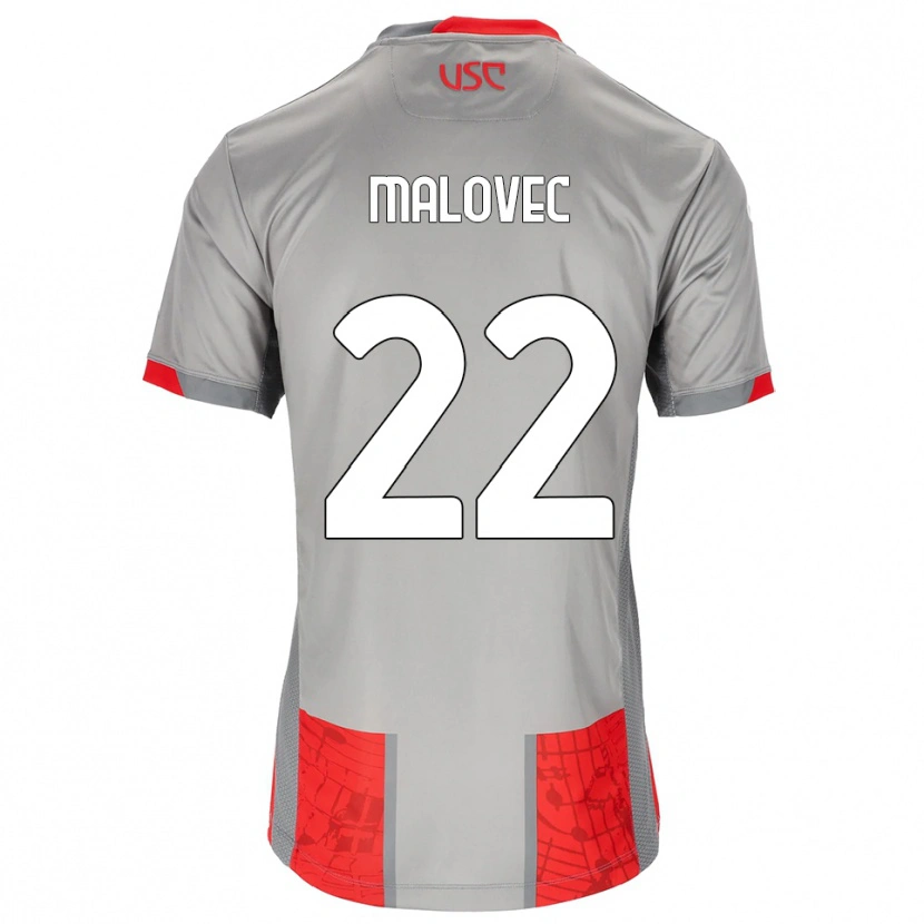 DanxenレディースAdrian Malovec#22レッド グレーホームシャツ2025/26ジャージーユニフォーム