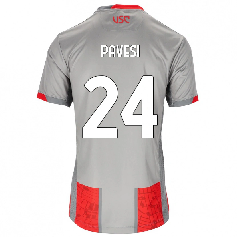 DanxenレディースDavide Pavesi#24レッド グレーホームシャツ2025/26ジャージーユニフォーム