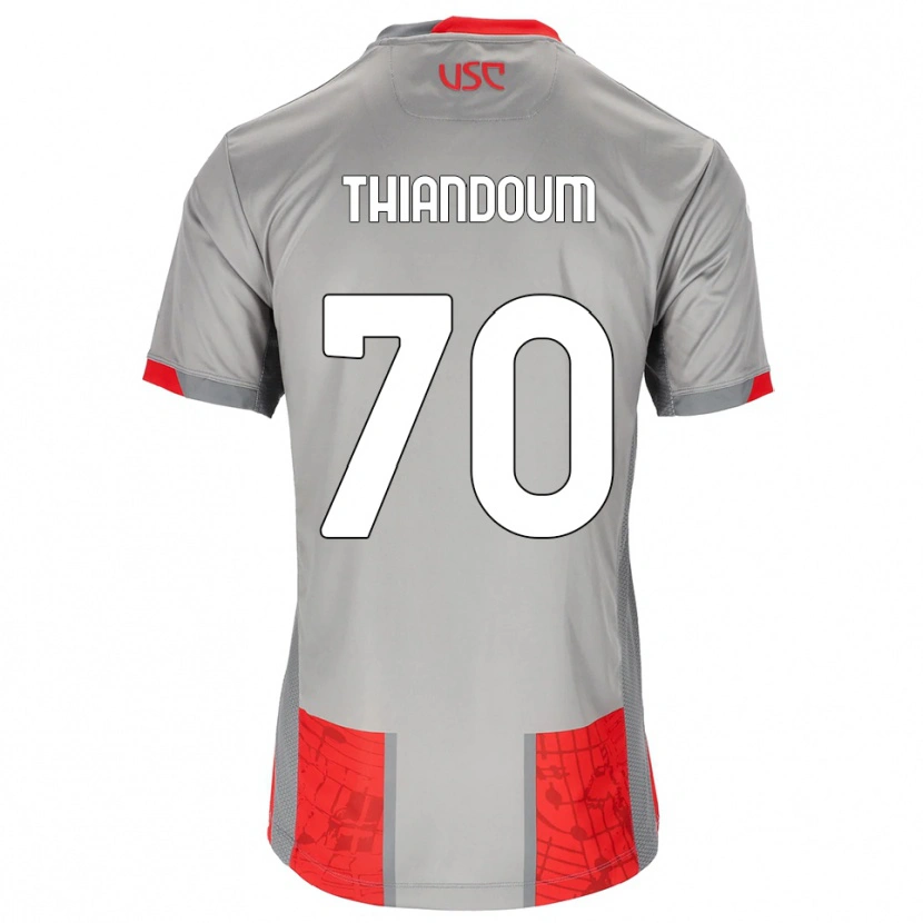 DanxenレディースOmar Thiandoum#70レッド グレーホームシャツ2025/26ジャージーユニフォーム