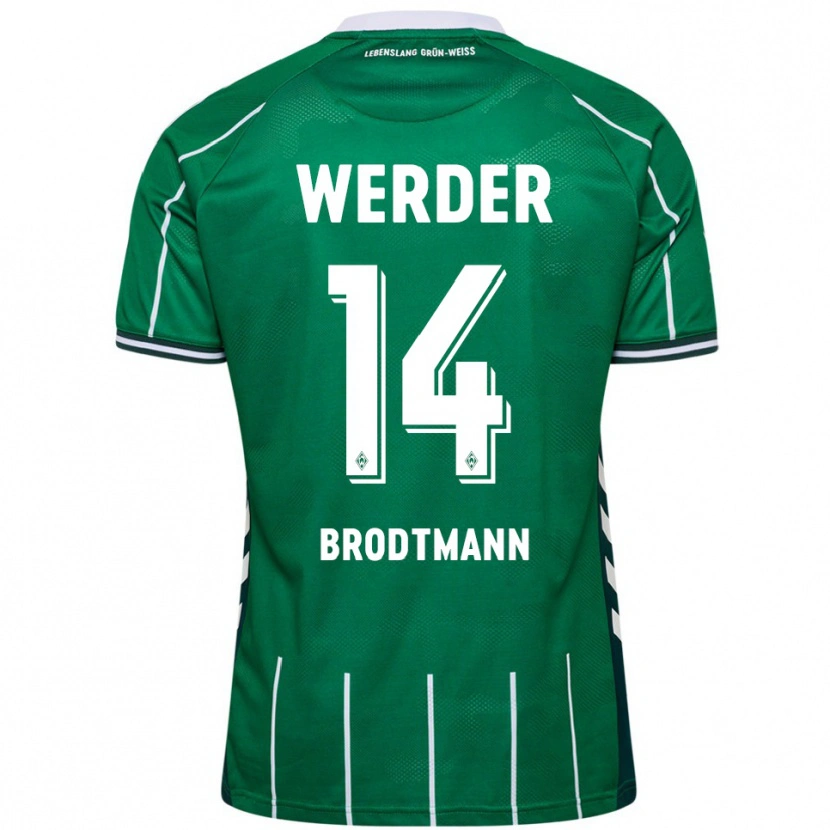 DanxenレディースLinus Brodtmann#14グリーン ホワイトホームシャツ2025/26ジャージーユニフォーム